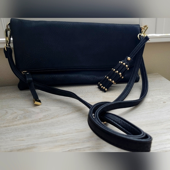 Charming Charlie Navy Clutch with Gold Accents - Picture 1 of 8